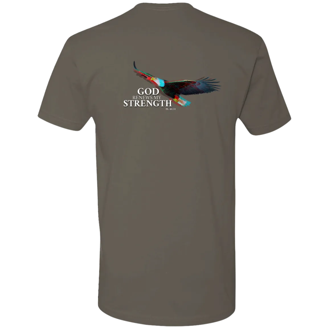 God Renews My Strength Men’s Premium Short Sleeve T-Shirt (Back Design)