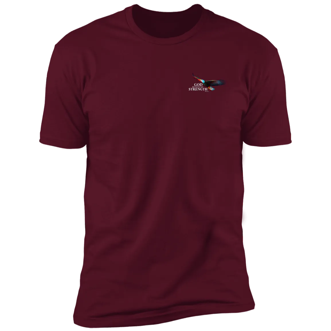 God Renews My Strength Men’s Premium Short Sleeve T-Shirt (Back Design)