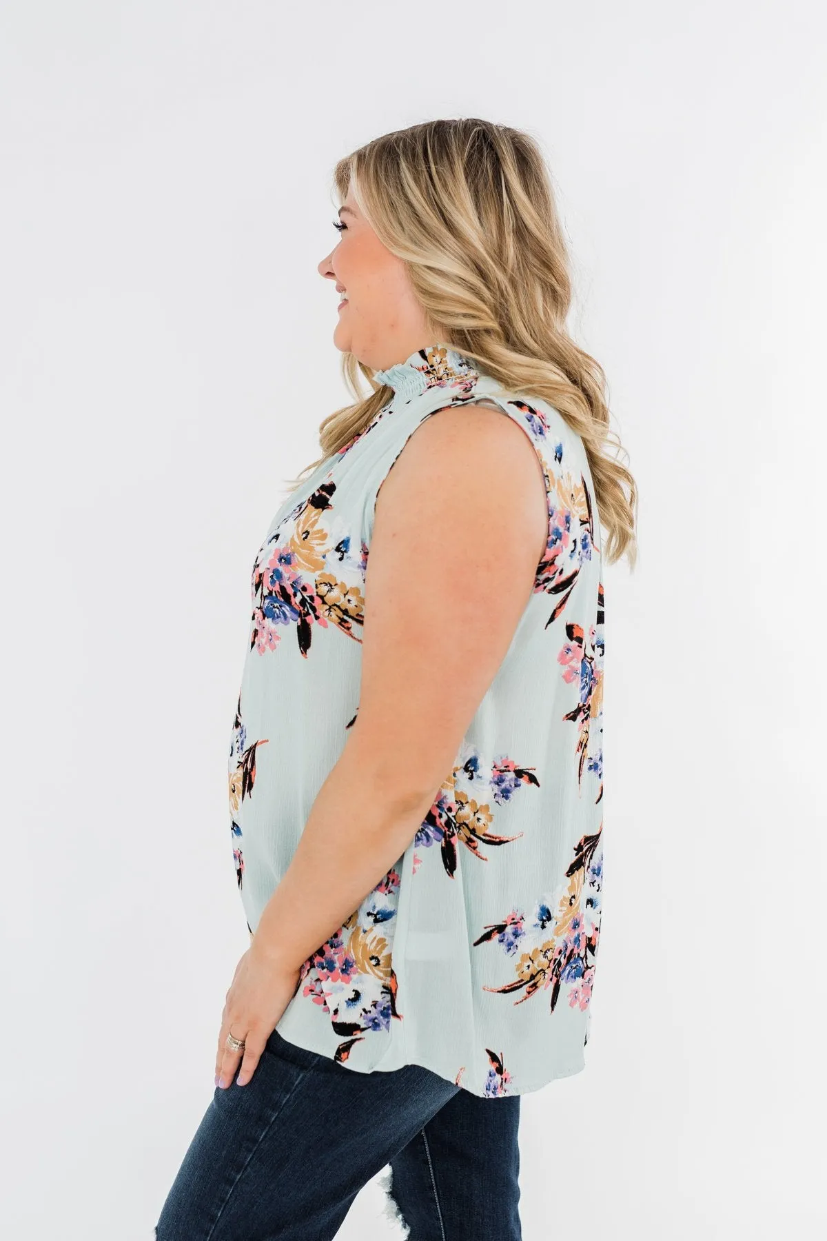 Gracefully In Love Tank Top- Light Mint Blue