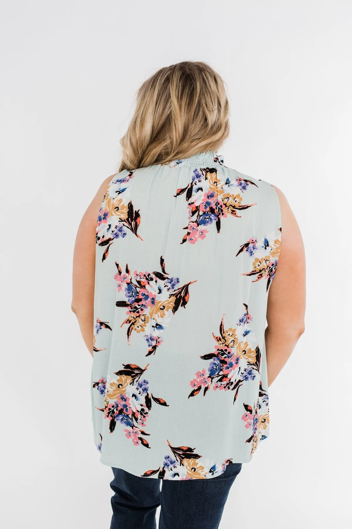 Gracefully In Love Tank Top- Light Mint Blue