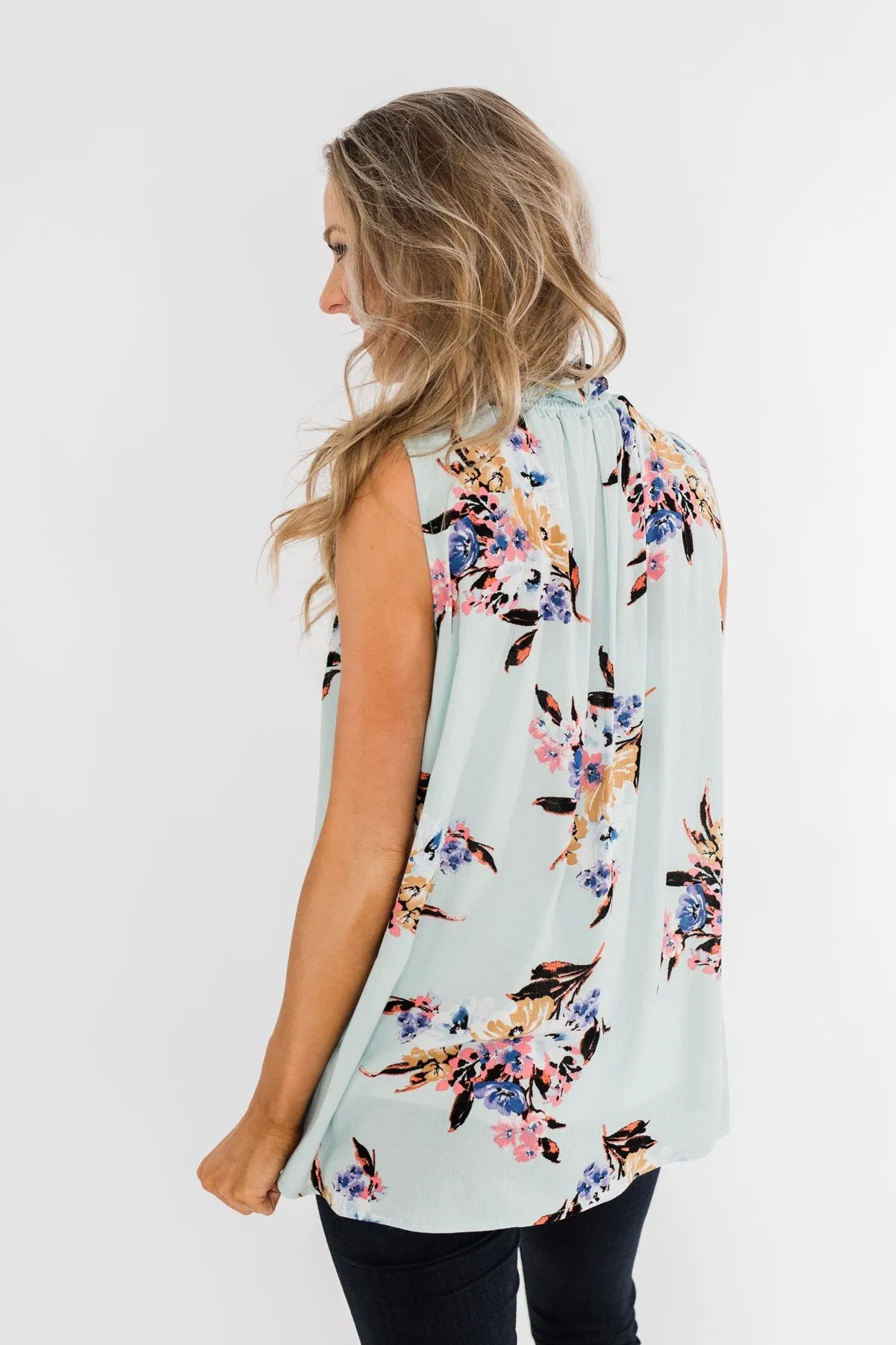 Gracefully In Love Tank Top- Light Mint Blue