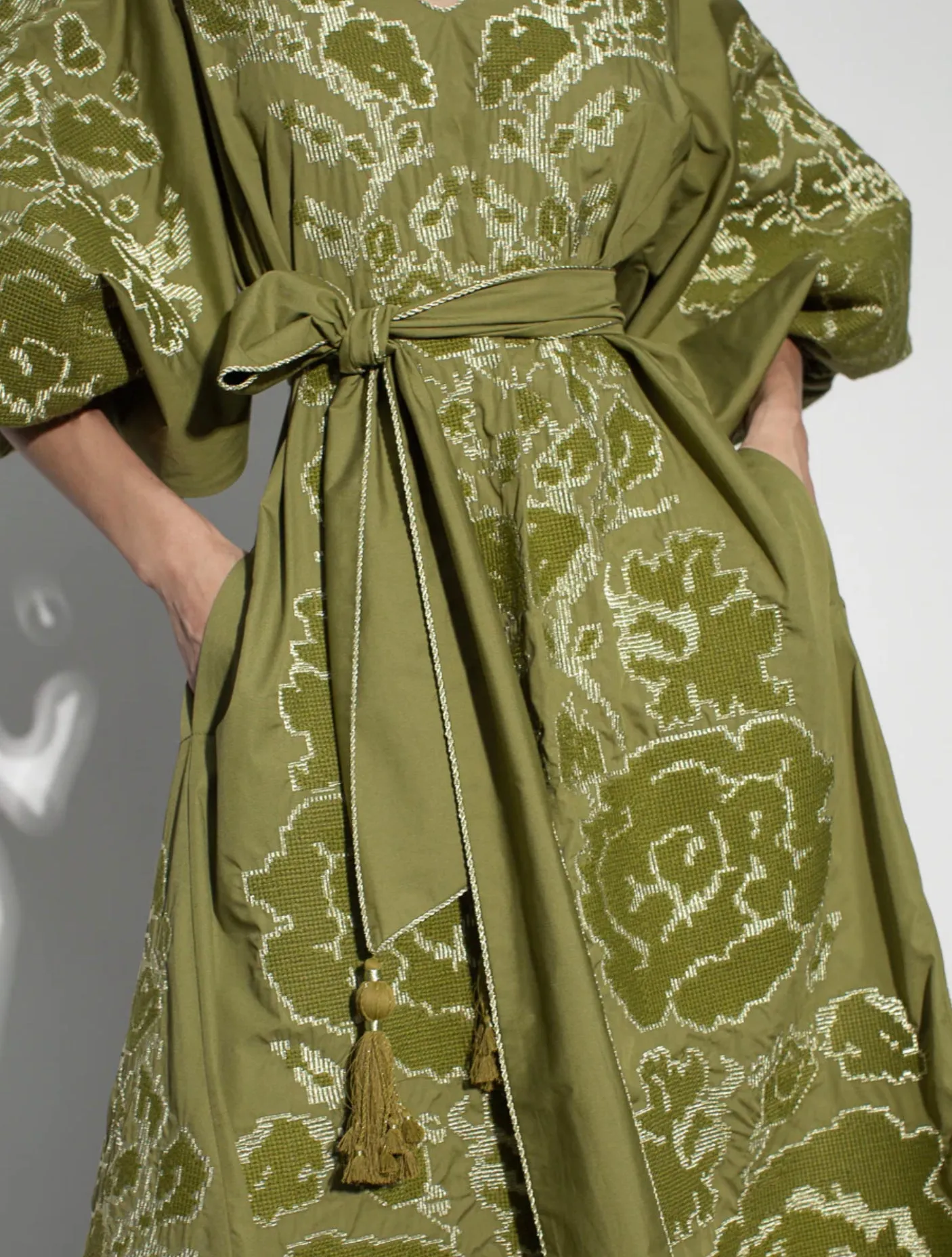 Green kaftan with gold embroidery
