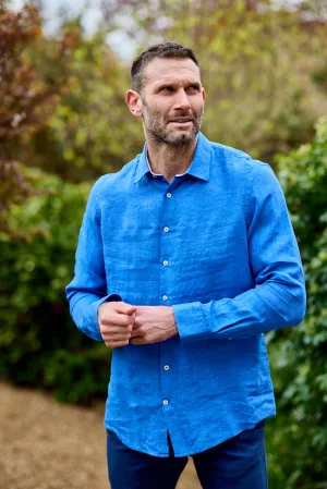 Gun Hill Mens Naxos Linen shirt - Cobalt