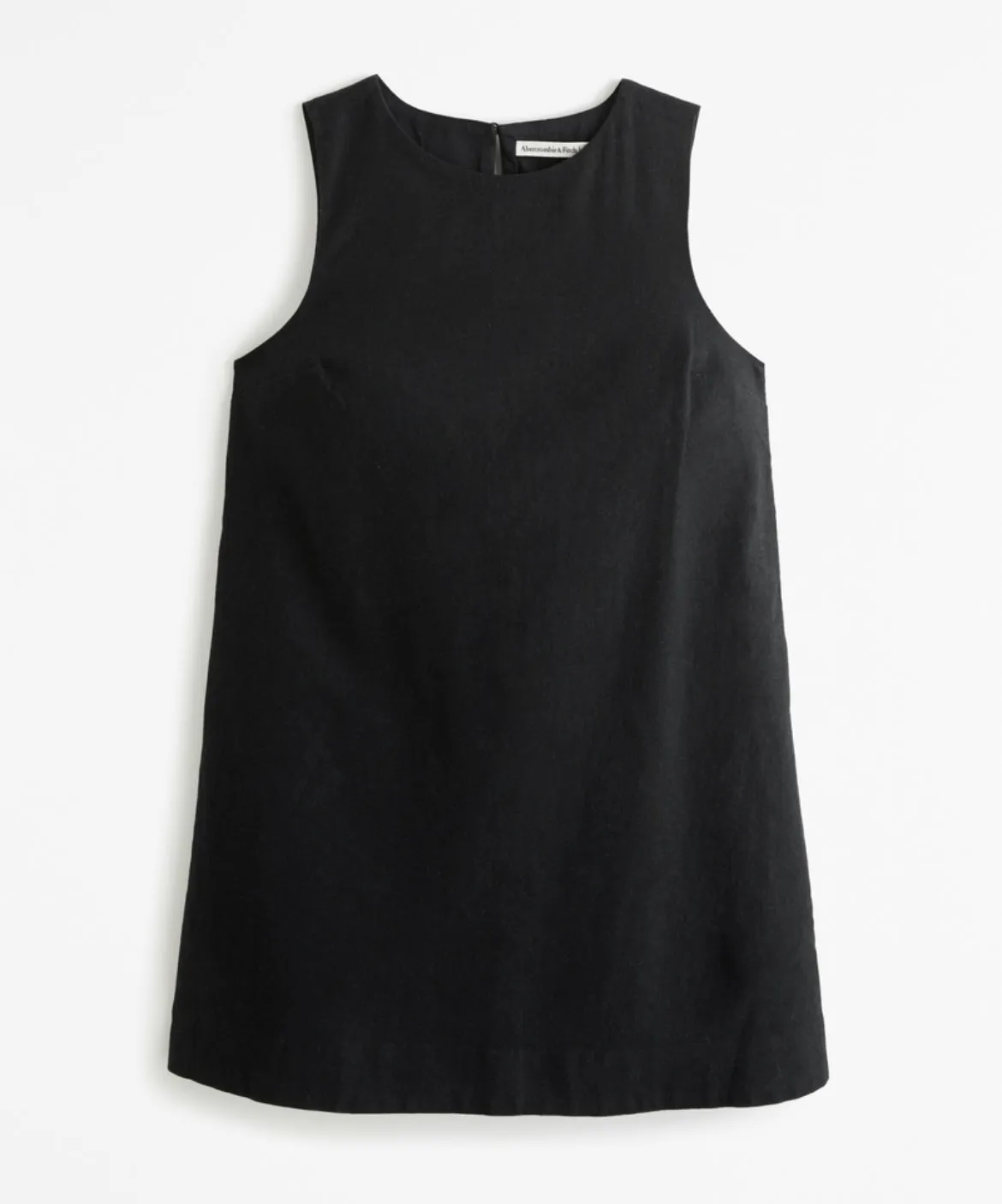 High-Neck Linen-Blend Mini Dress