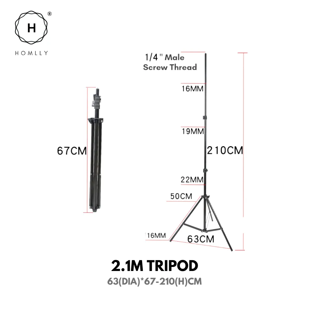 Homlly Flexible Portable Travel Tripod Stand (Up to 2.1m Height)
