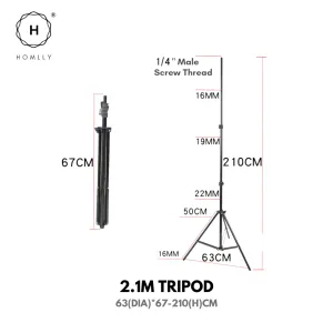 Homlly Flexible Portable Travel Tripod Stand (Up to 2.1m Height)