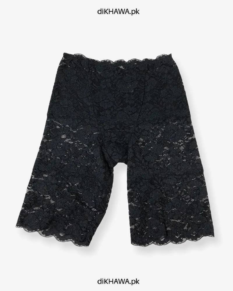 Imported Stocklot Branded Mid Waist Boyleg Panty In Net Panty Stretchable Net Lace Panty 2021