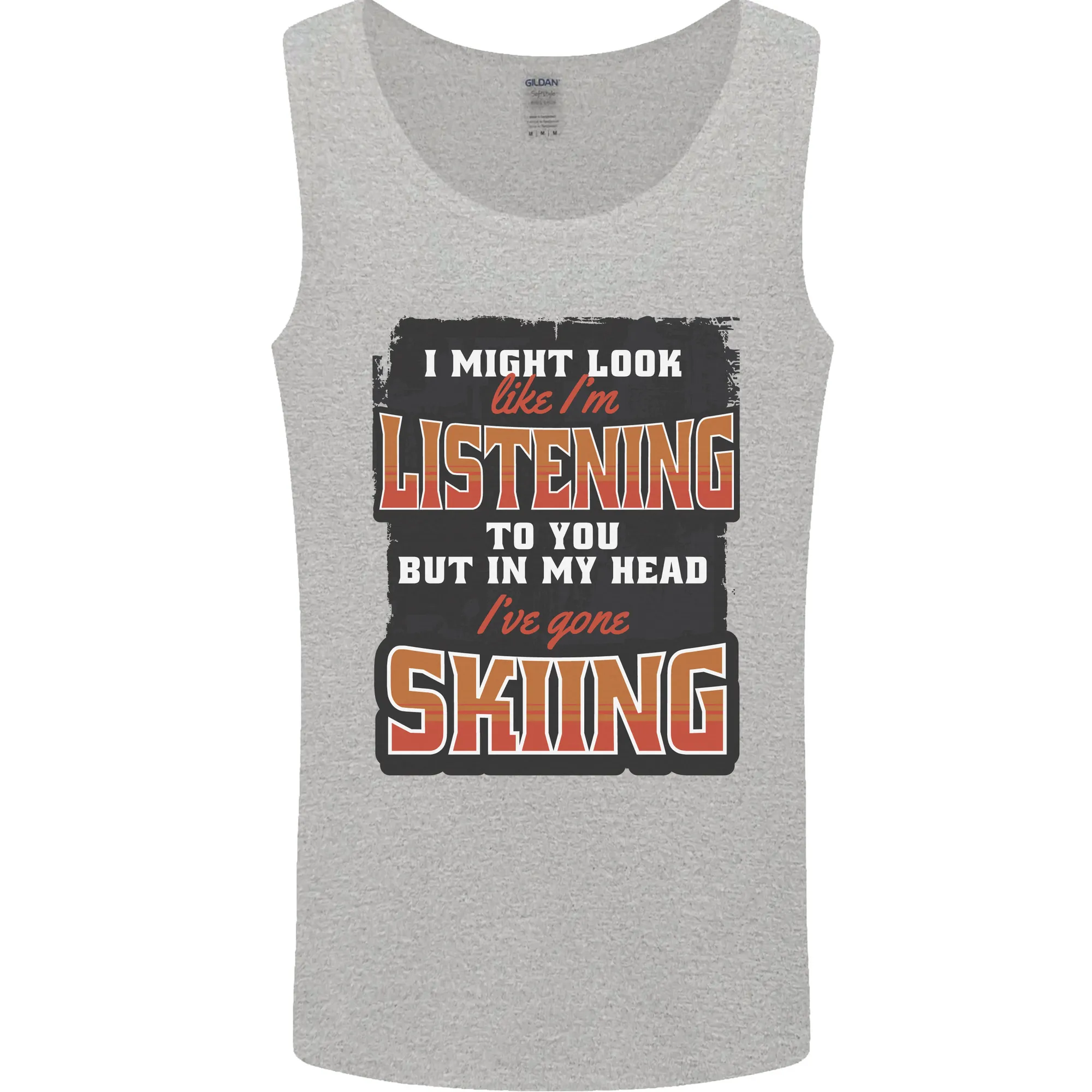In My Head I've Gone Skiing Funny Skier Mens Vest Tank Top
