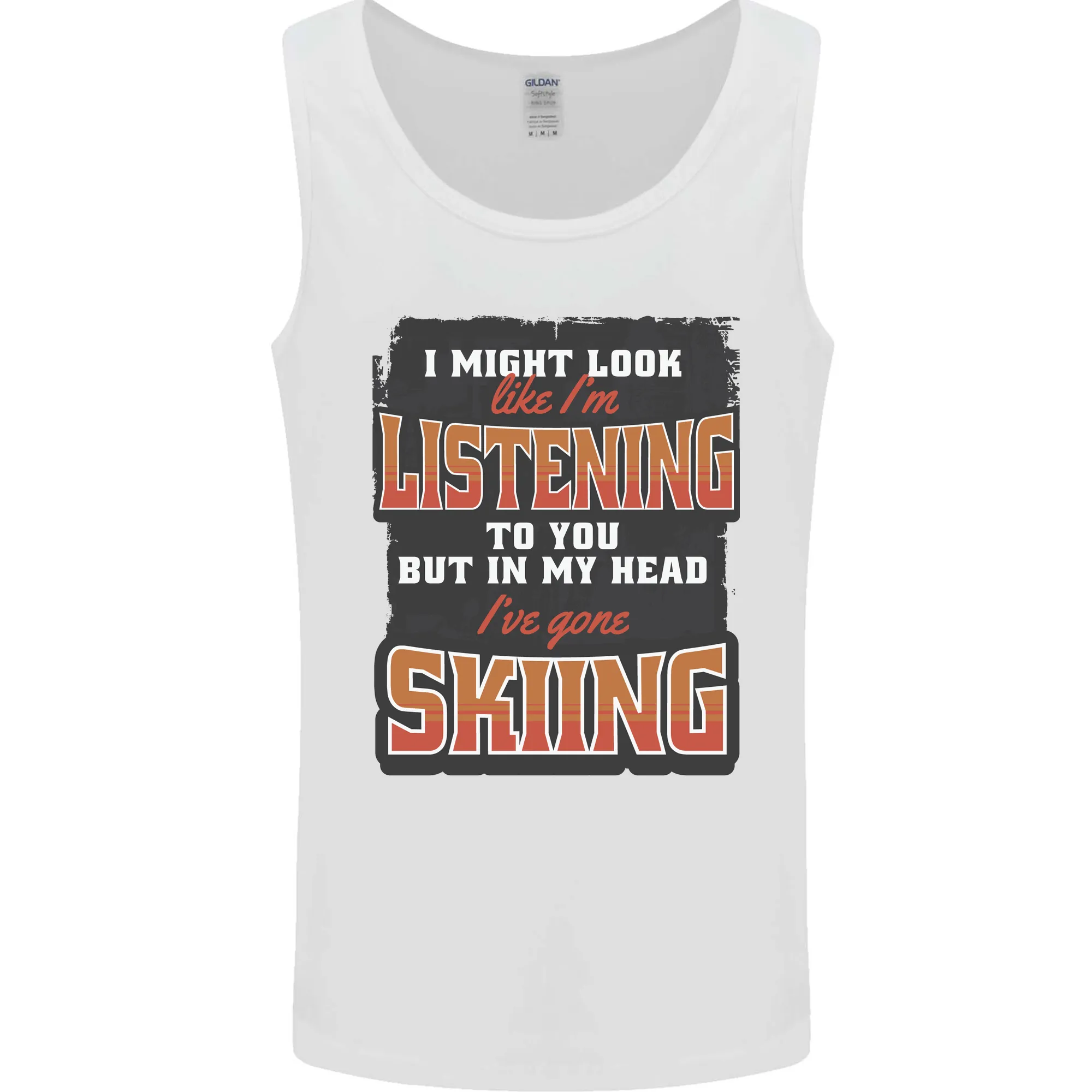 In My Head I've Gone Skiing Funny Skier Mens Vest Tank Top