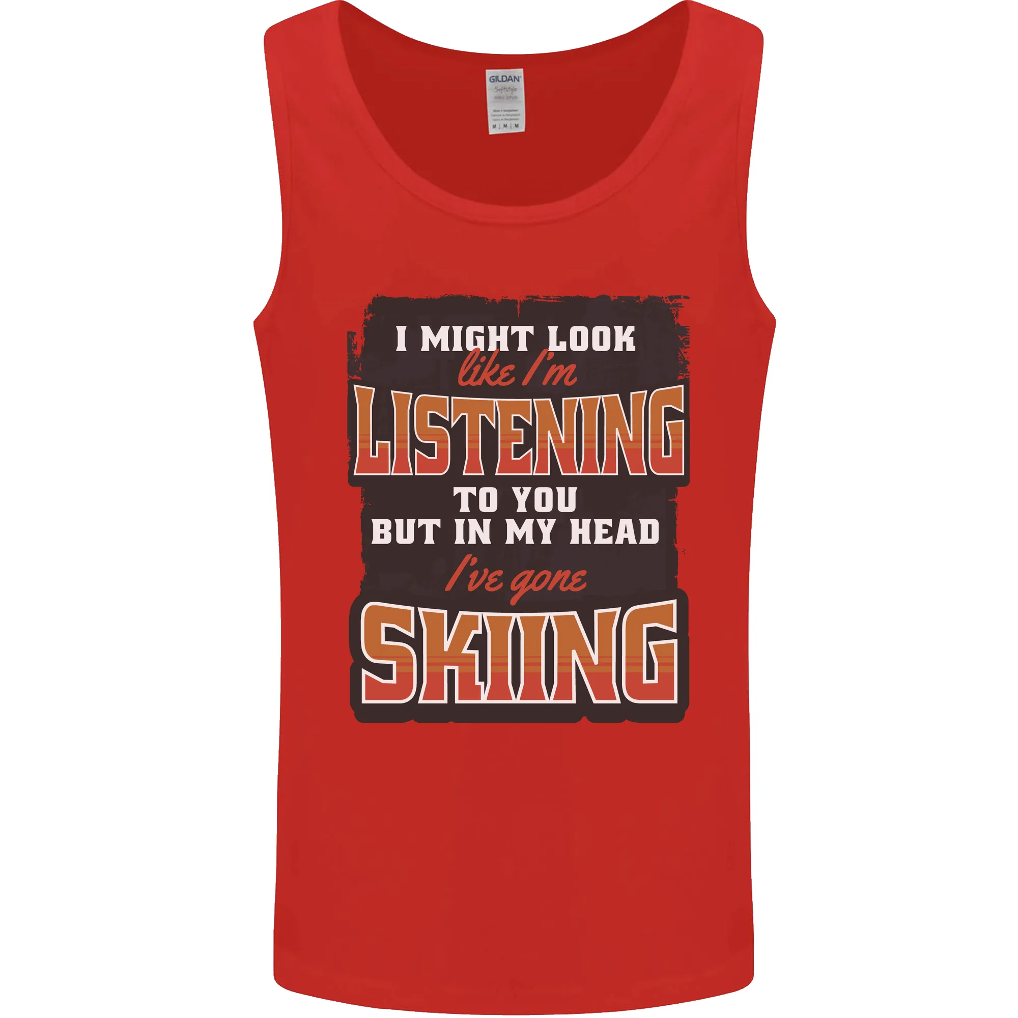 In My Head I've Gone Skiing Funny Skier Mens Vest Tank Top