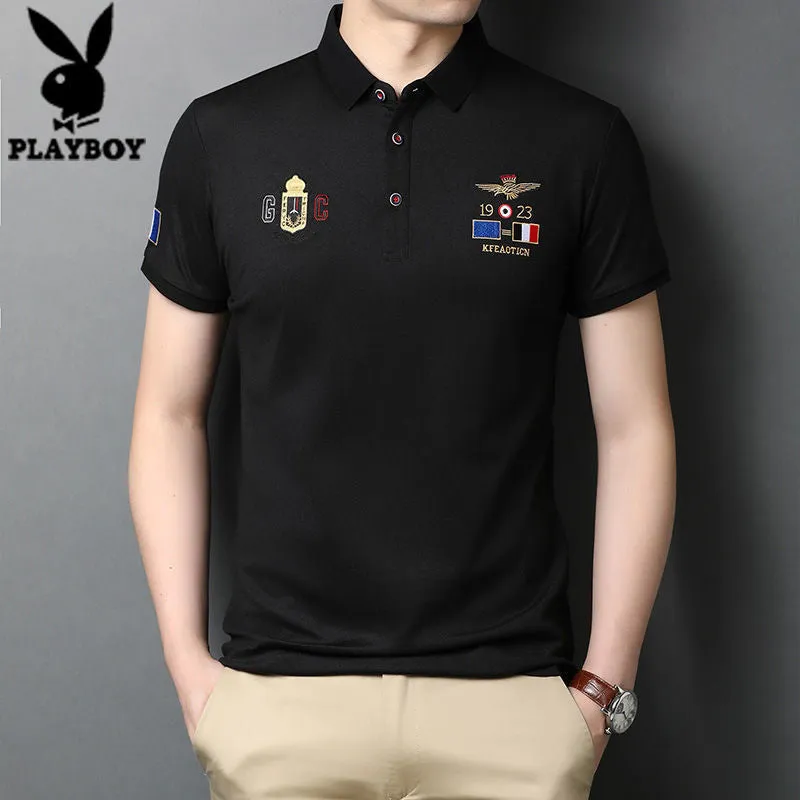 INSTOCK-Men's Short Sleeve T-Shirt Summer Lapel Polo Shirt Casual
