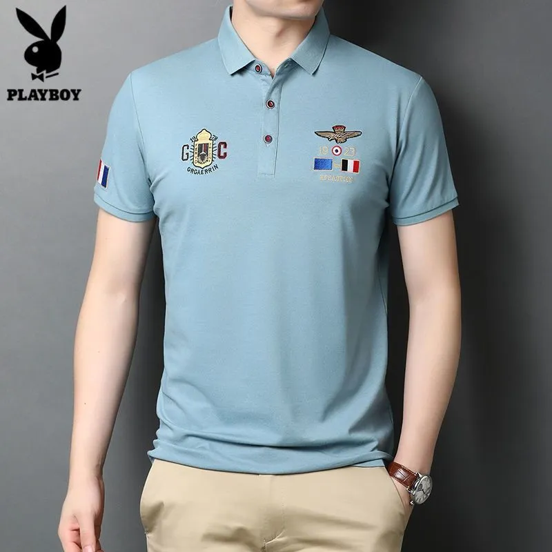 INSTOCK-Men's Short Sleeve T-Shirt Summer Lapel Polo Shirt Casual