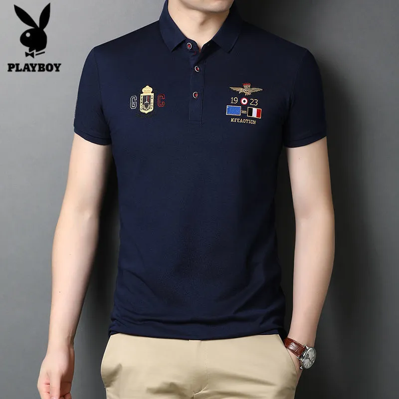 INSTOCK-Men's Short Sleeve T-Shirt Summer Lapel Polo Shirt Casual