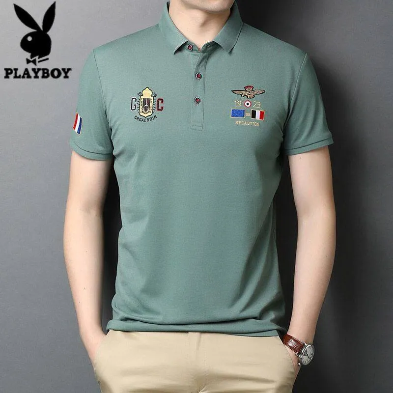INSTOCK-Men's Short Sleeve T-Shirt Summer Lapel Polo Shirt Casual