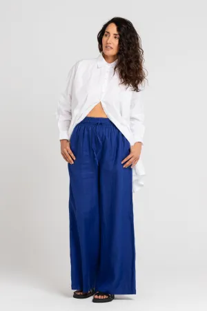 Jonathan Wide Leg Linen Pant Pop Blue