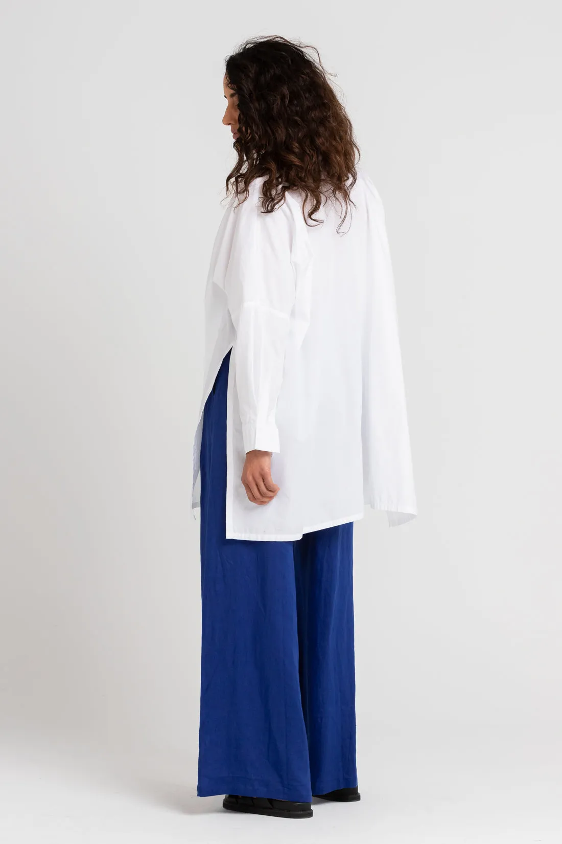Jonathan Wide Leg Linen Pant Pop Blue