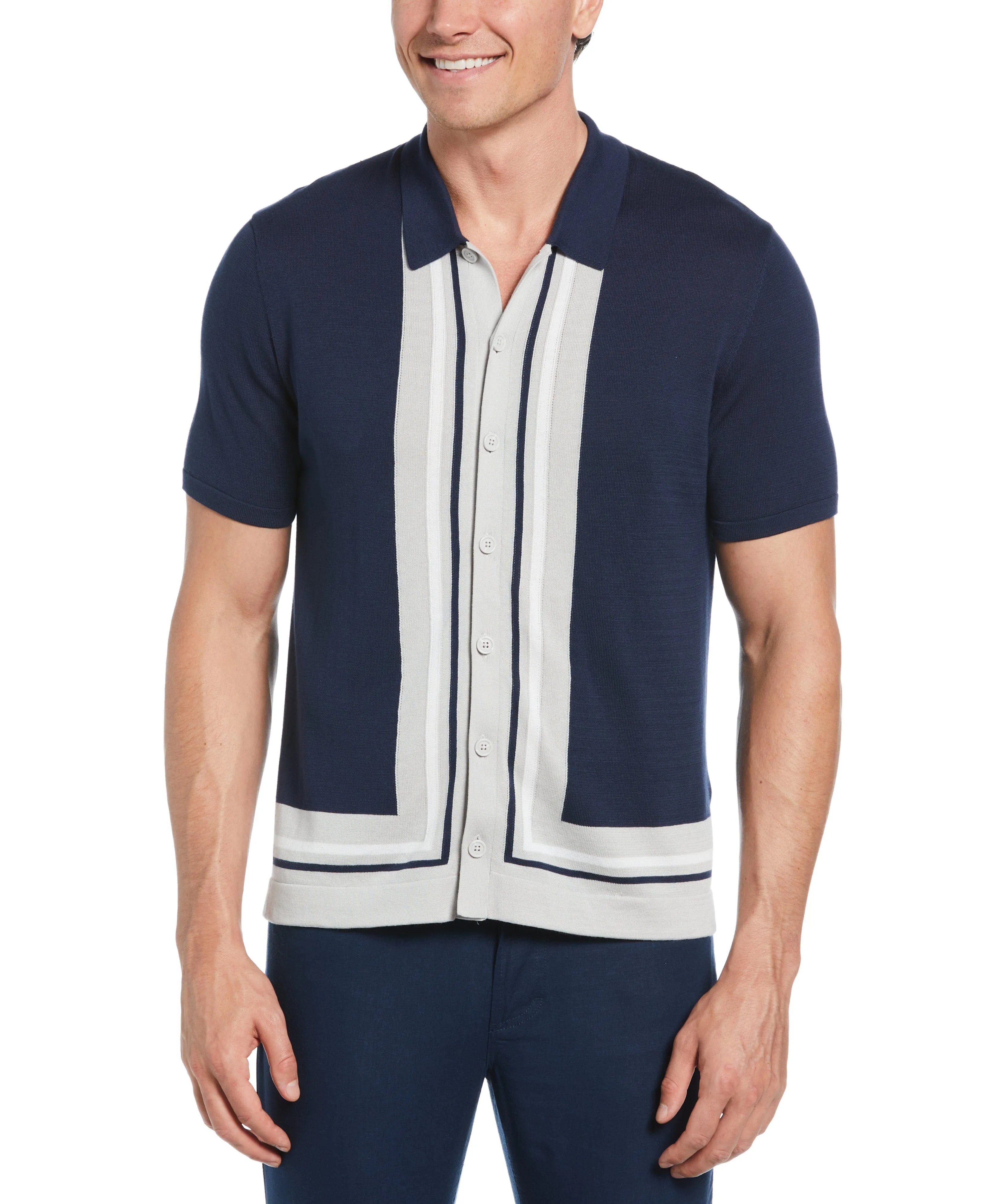 L-Shape Color Block Knit Sweater Shirt
