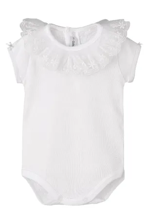 Lace Collar Short Sleeve Bodysuit
