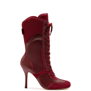 Larroude x Jonathan Cohen High Heel Sneaker Boot In Burgundy Suede