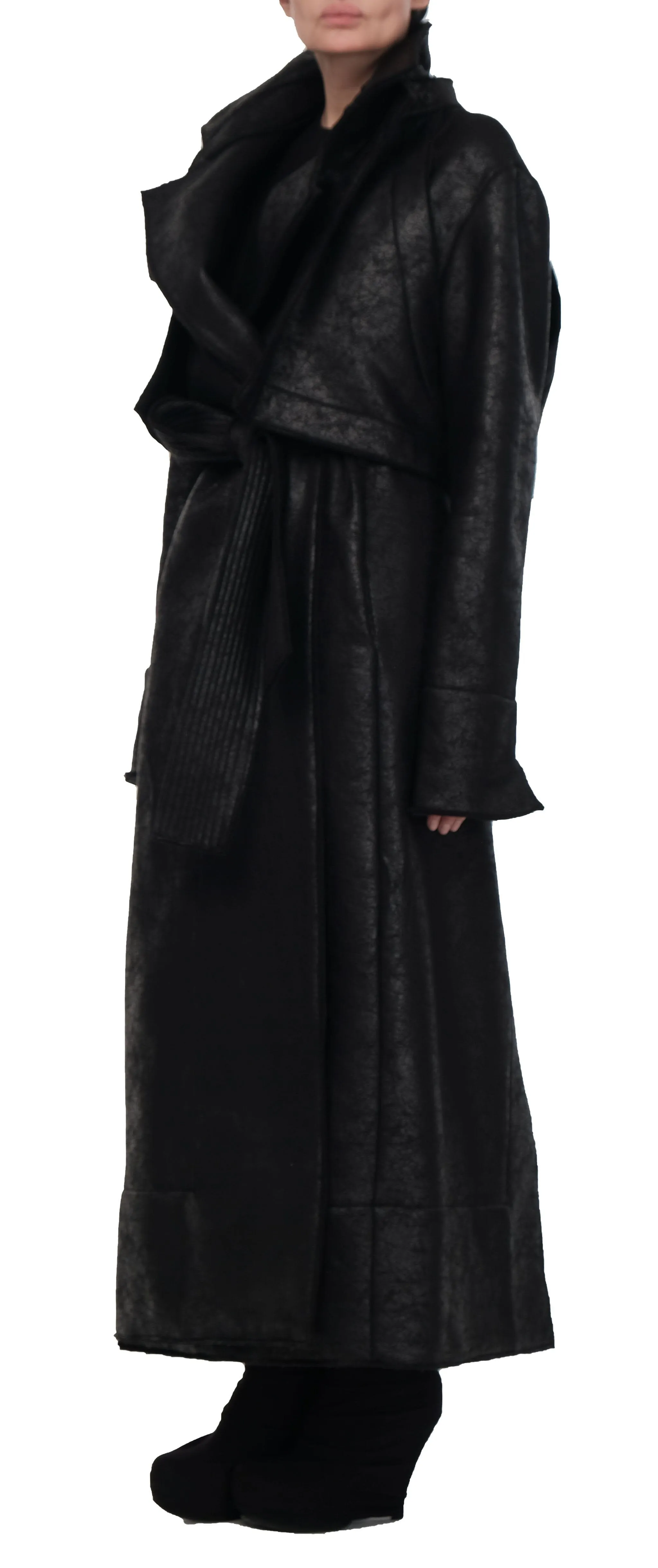 Leather Effect Trench Coat