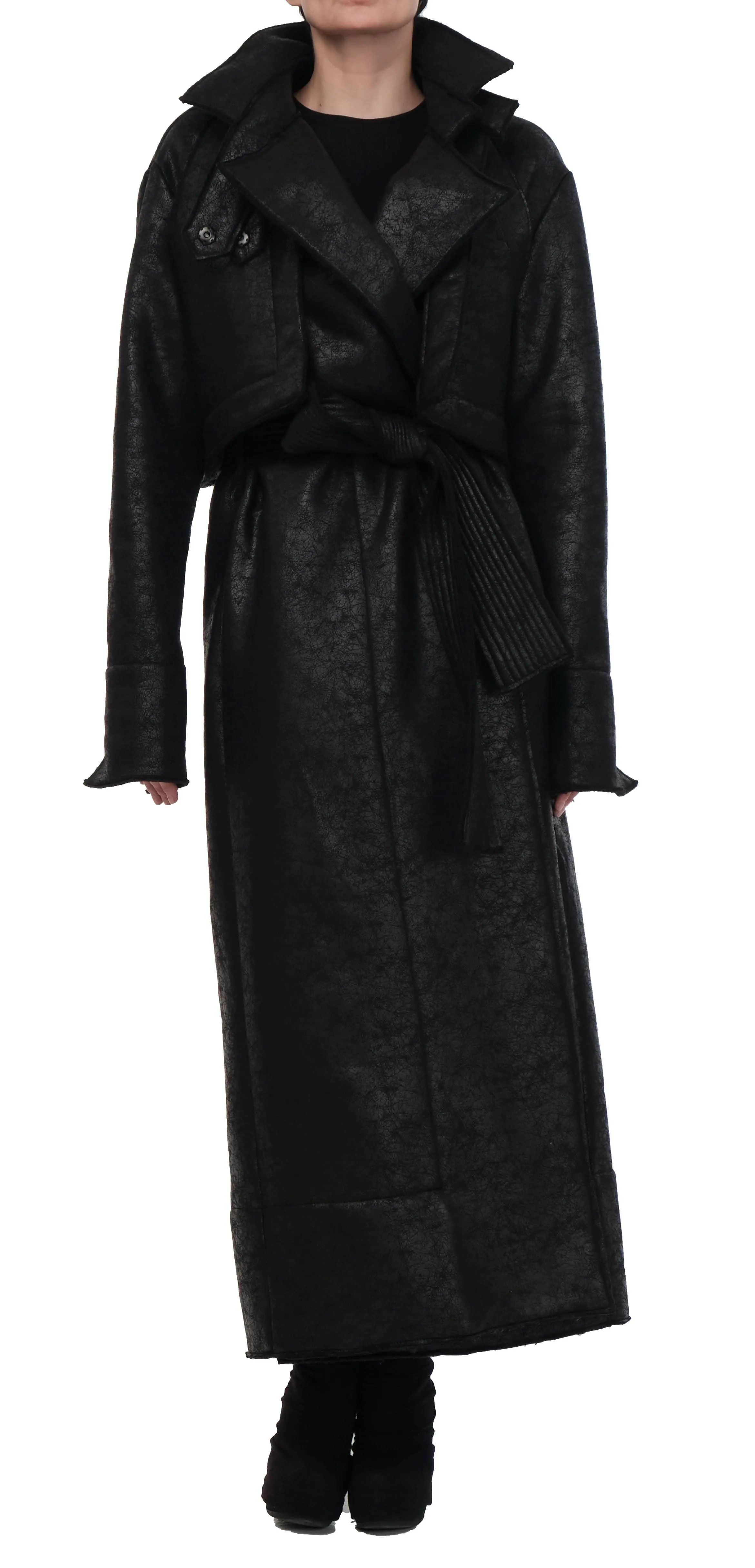 Leather Effect Trench Coat