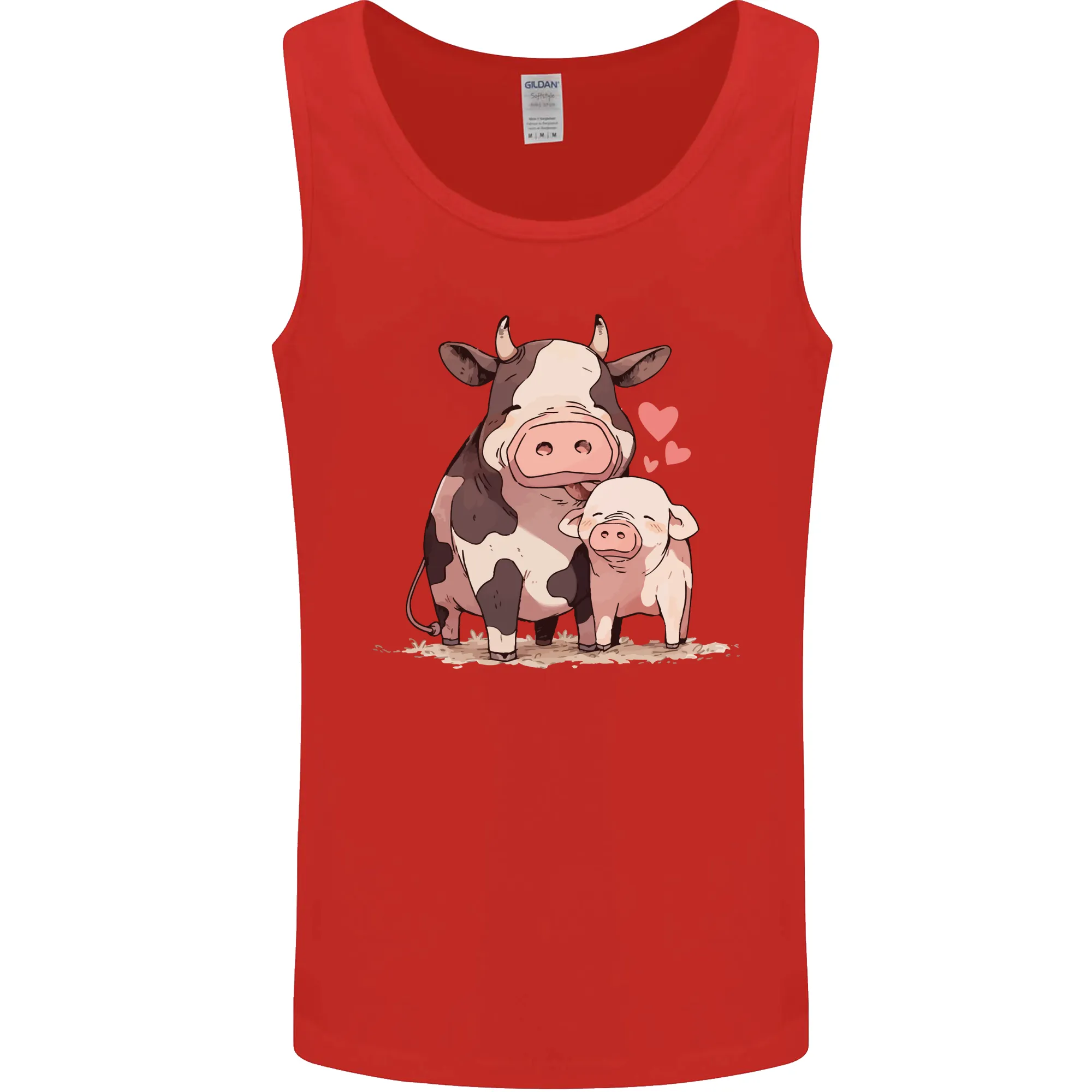 Love is a Cow and Pig Mens Vest Tank Top