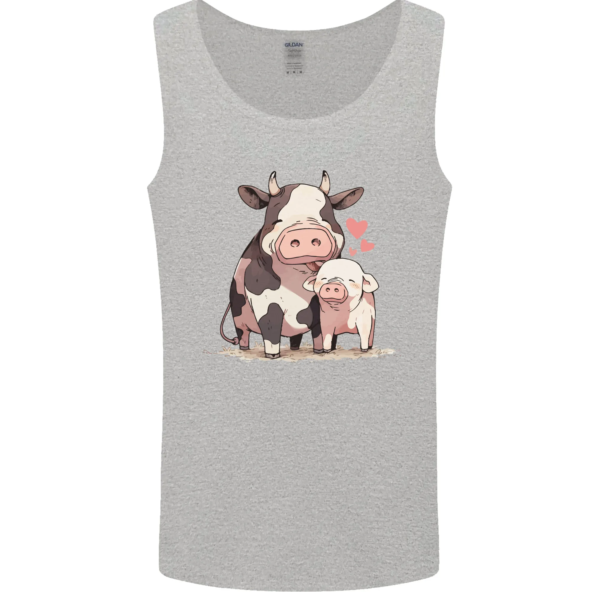 Love is a Cow and Pig Mens Vest Tank Top