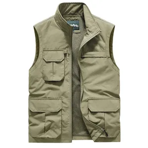 Male Work Vest Summer Tool Tactical Military Motorcyclist Multi-pocket Men Hunting Coat