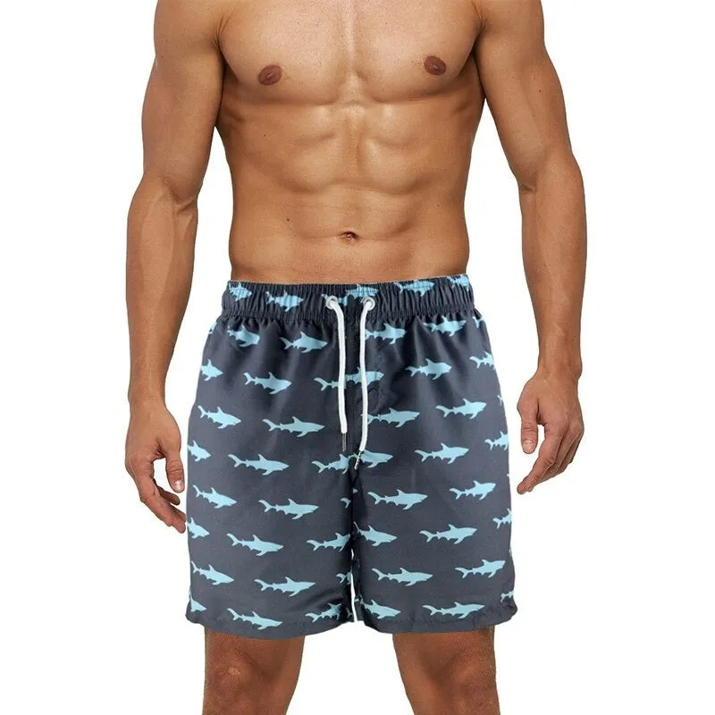 Men Swim Shorts: Blue sharks