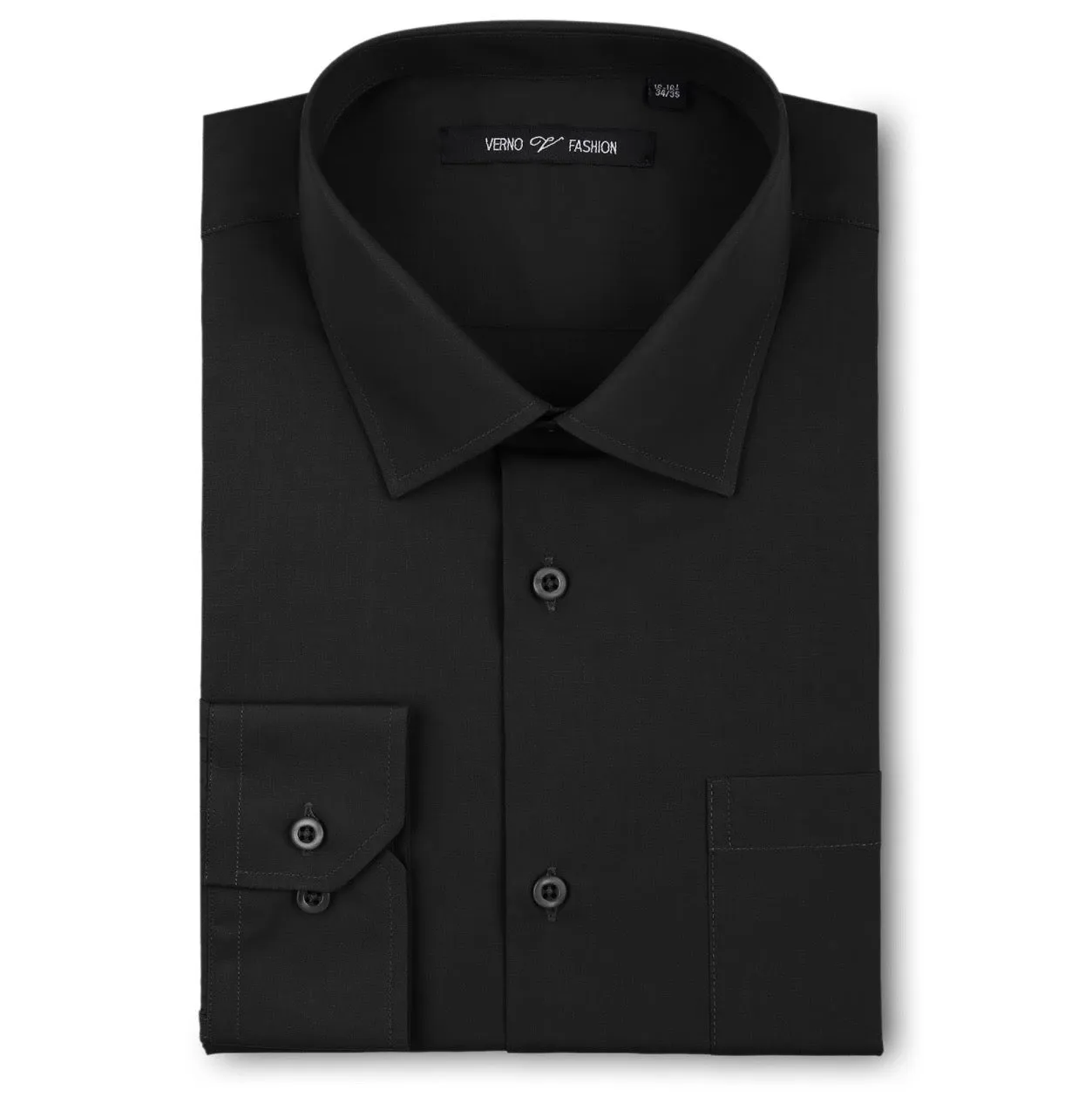 Men's Black Dress Shirt Slim Fit Verno Fashion