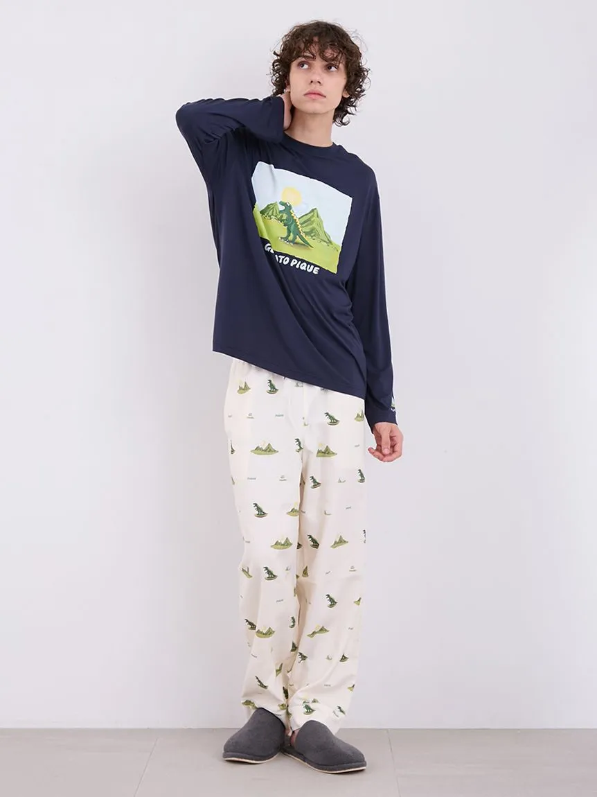 MEN'S Dinosaur One-point Long Sleeve T-shirt