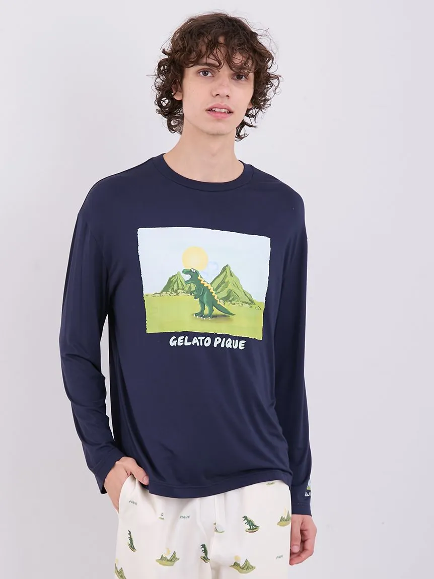 MEN'S Dinosaur One-point Long Sleeve T-shirt
