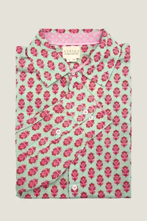 Men's Printed Cotton Shirt | Azalea Khaki/Pink