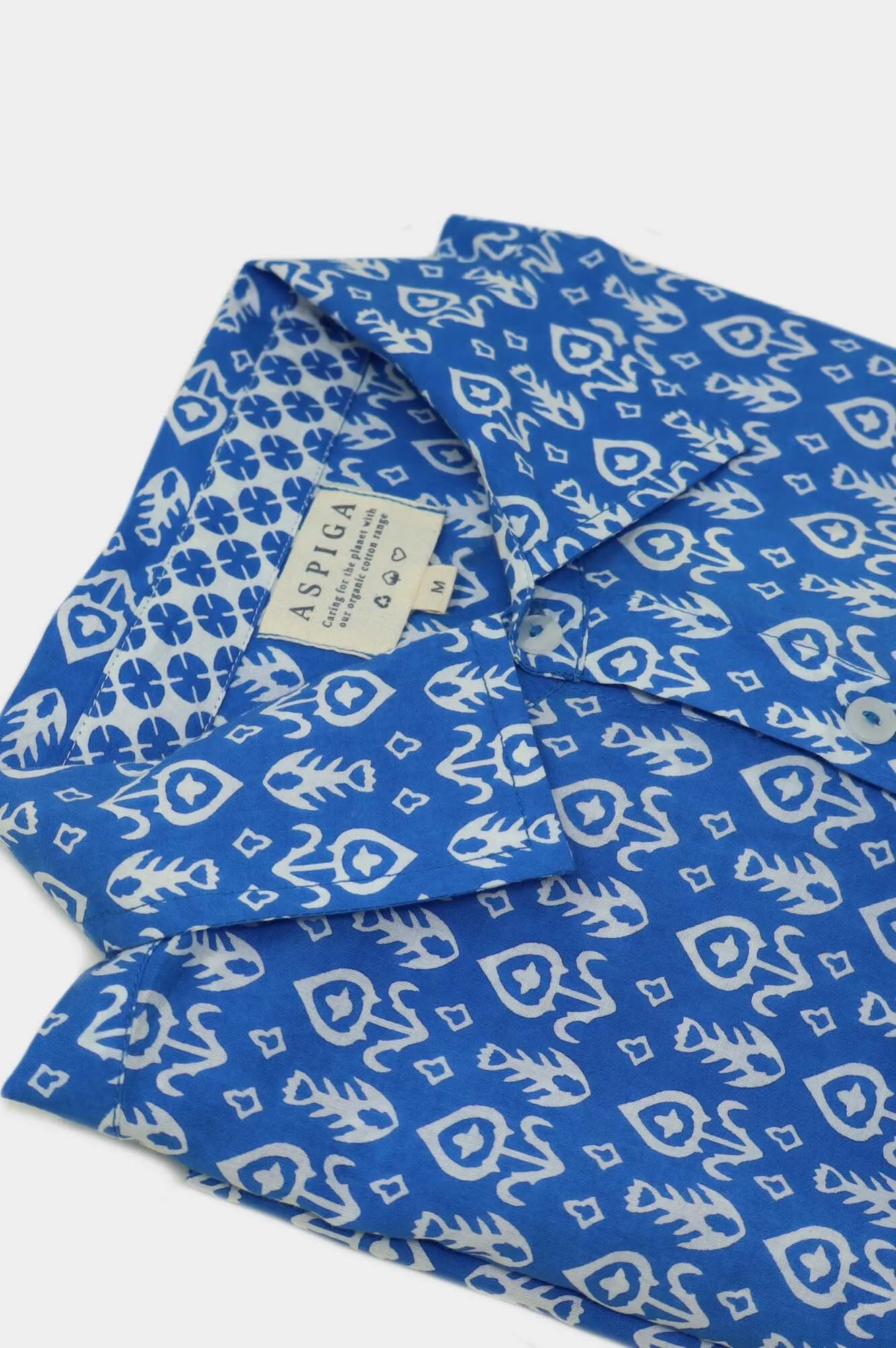 Men's Printed Cotton Shirt | Tear Drop Blue/White