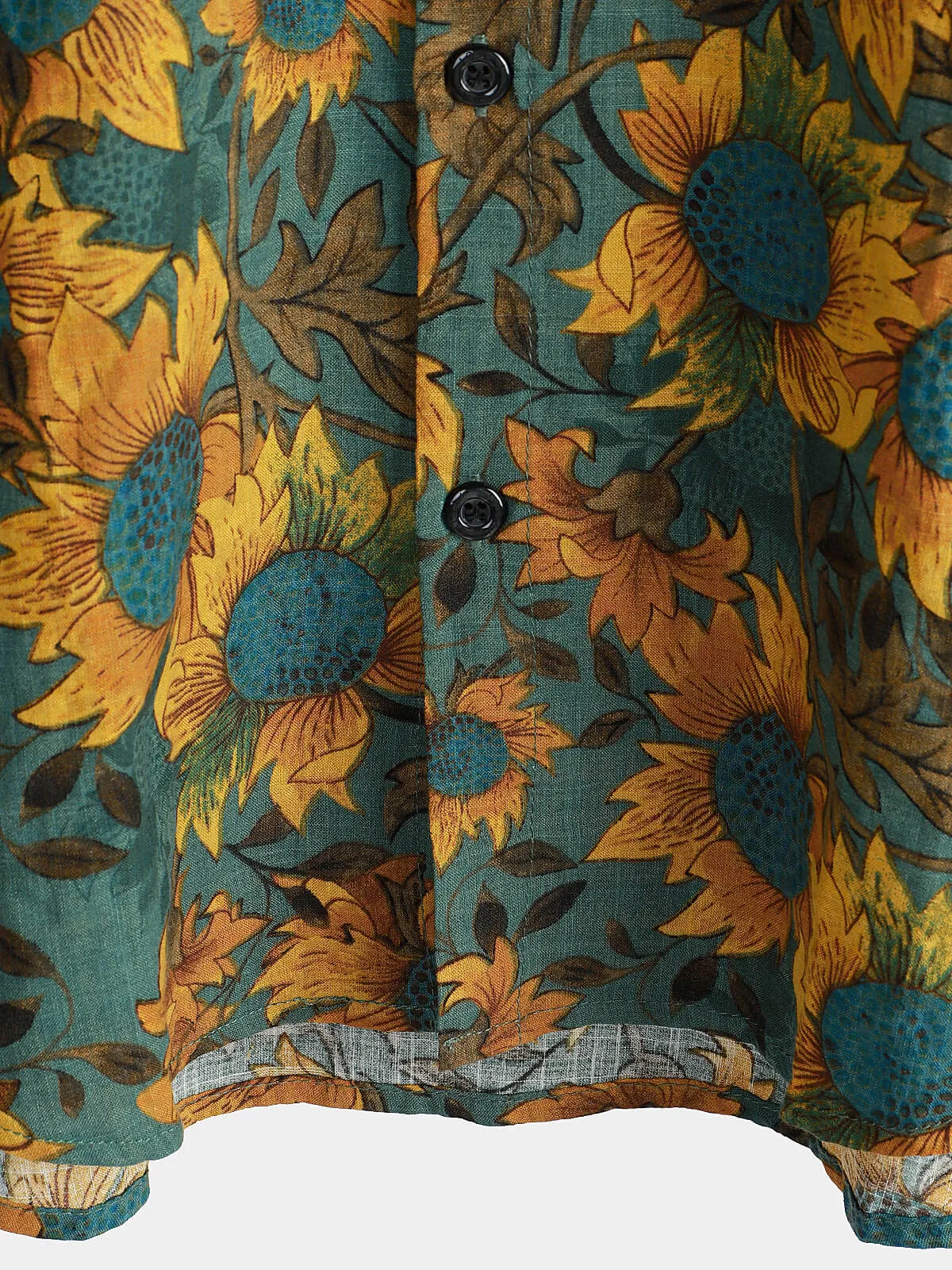 Men's Retro Sunflower Breathable Cotton Short Sleeve Summer Shirt