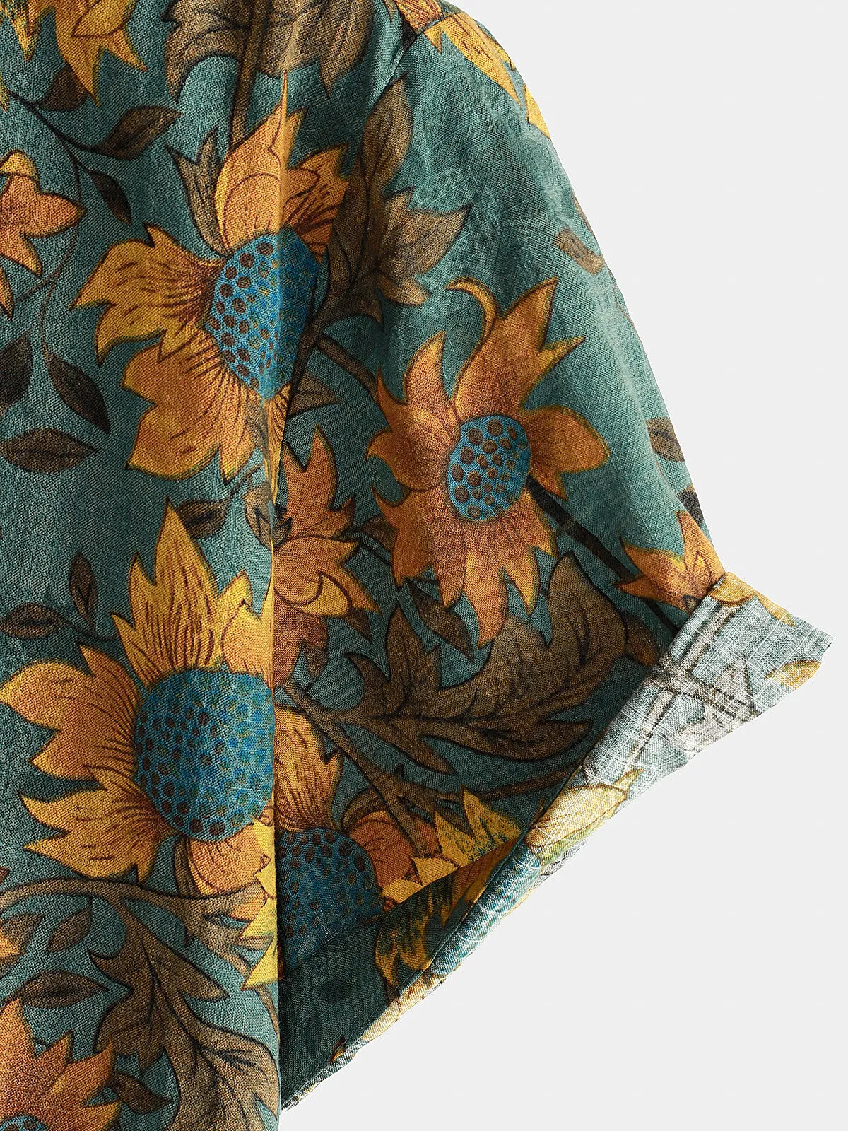Men's Retro Sunflower Breathable Cotton Short Sleeve Summer Shirt