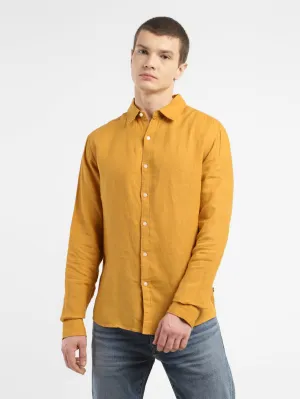 Men's Solid Spread Collar Linen Shirt