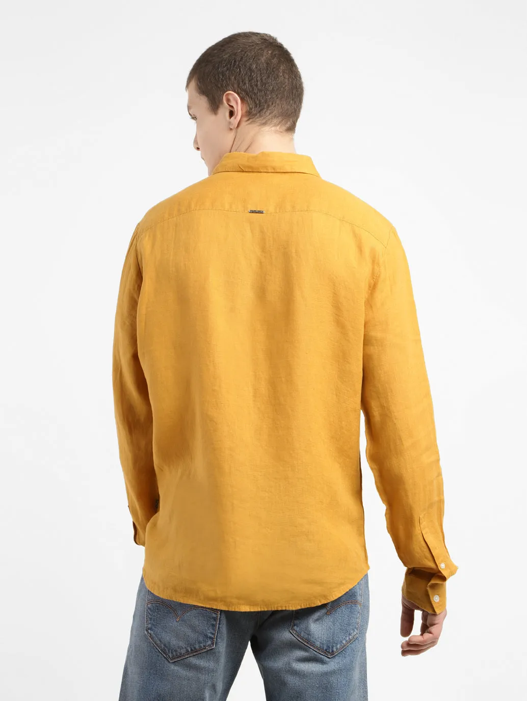 Men's Solid Spread Collar Linen Shirt