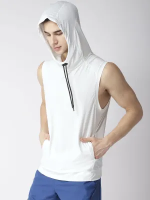 Men's Training Tank White Sleeveless Hoodie