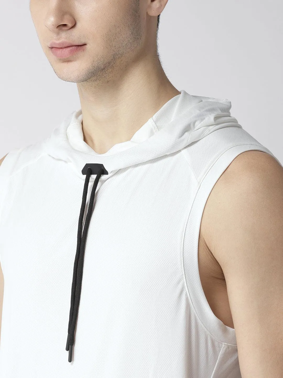 Men's Training Tank White Sleeveless Hoodie