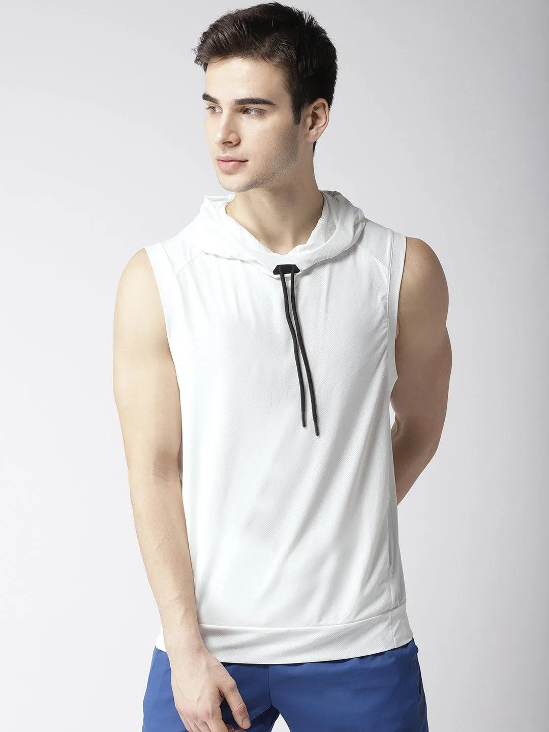 Men's Training Tank White Sleeveless Hoodie