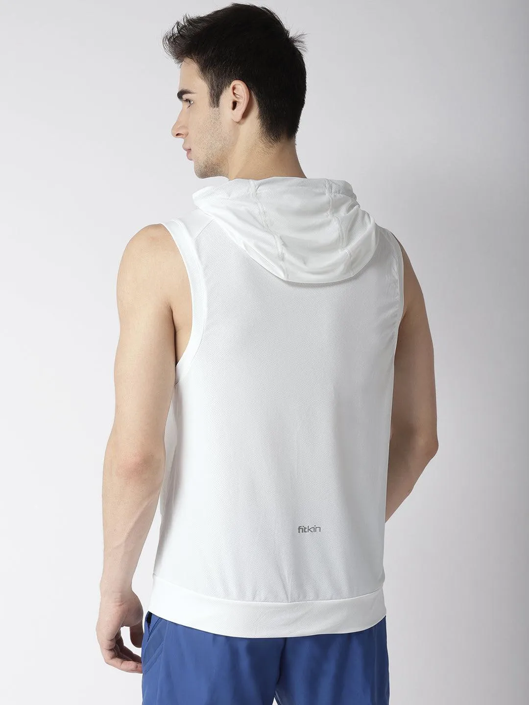 Men's Training Tank White Sleeveless Hoodie