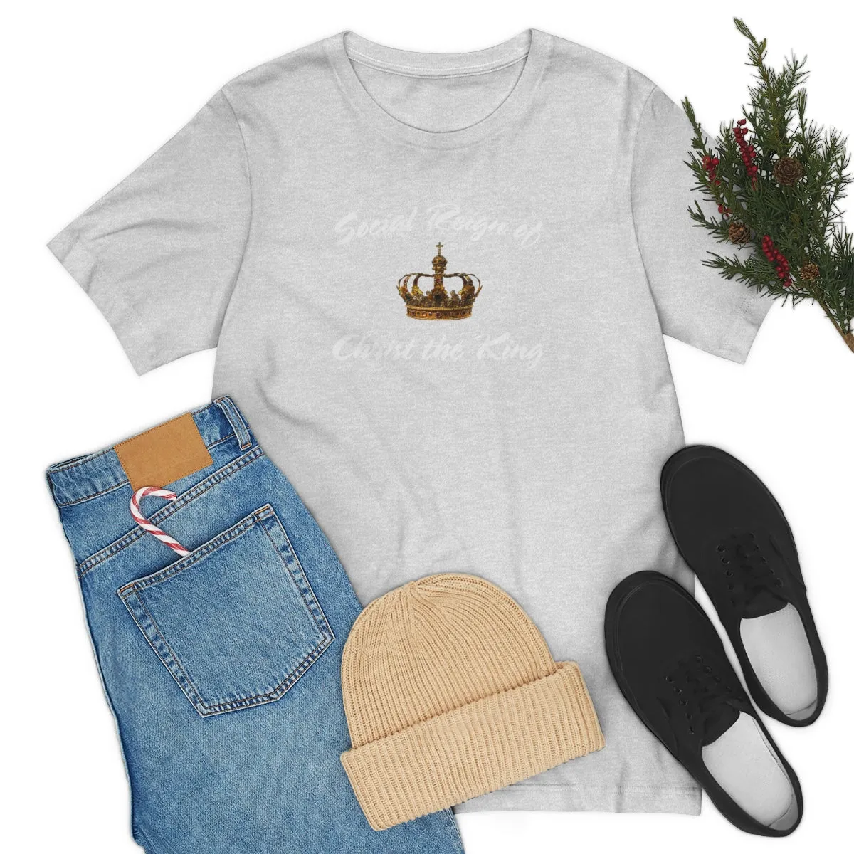 Men's Tri-Blend Social Reign of Christ the King Catholic Christian Religious T-Shirt