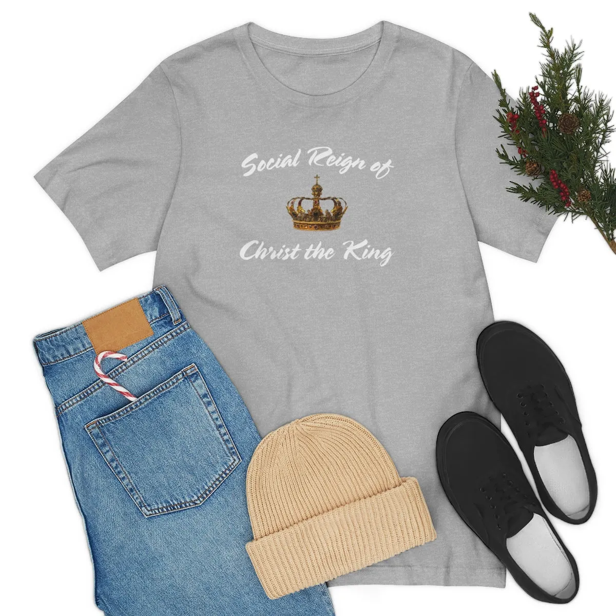 Men's Tri-Blend Social Reign of Christ the King Catholic Christian Religious T-Shirt