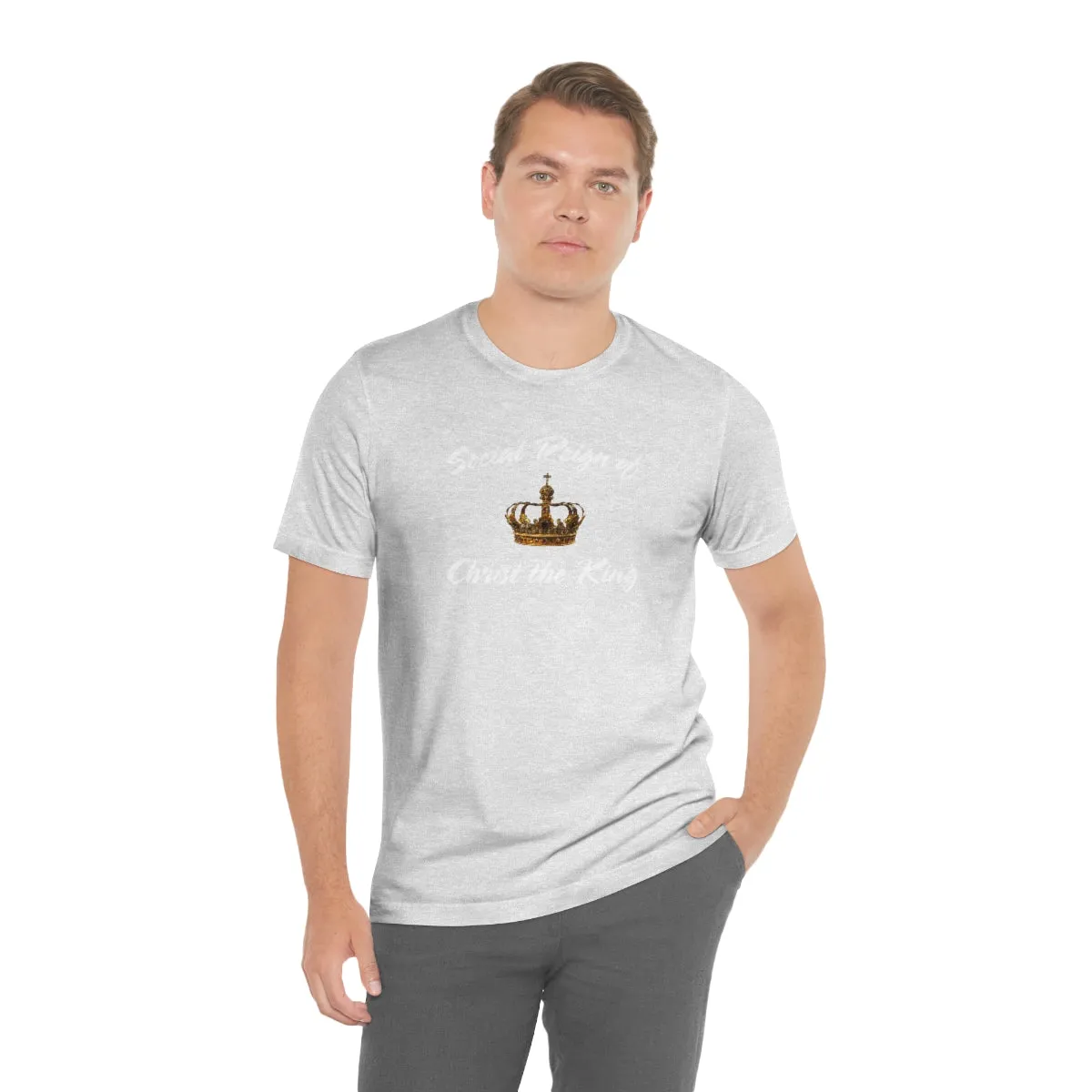 Men's Tri-Blend Social Reign of Christ the King Catholic Christian Religious T-Shirt