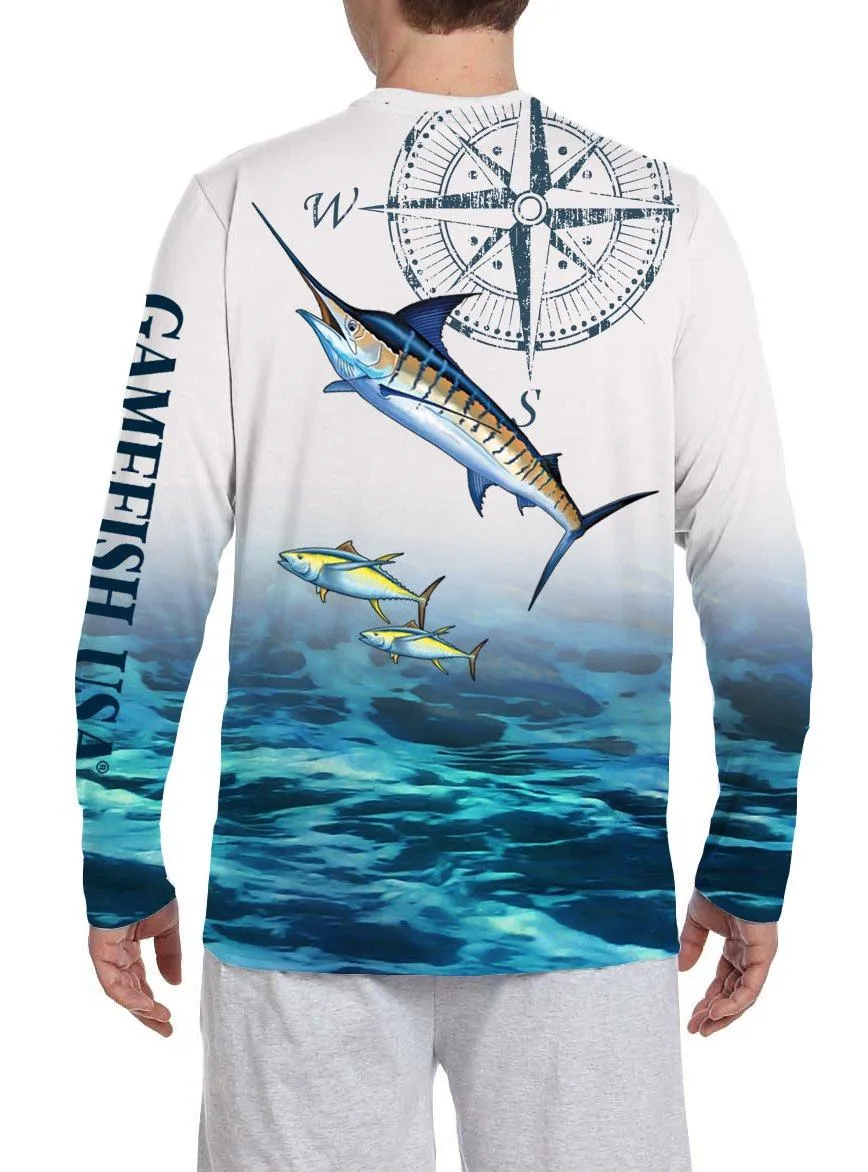 Men's UPF 50 Long Sleeve Microfiber Moisture Wicking Performance Marlin