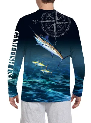 Men's UPF 50 Long Sleeve Microfiber Moisture Wicking Performance Marlin
