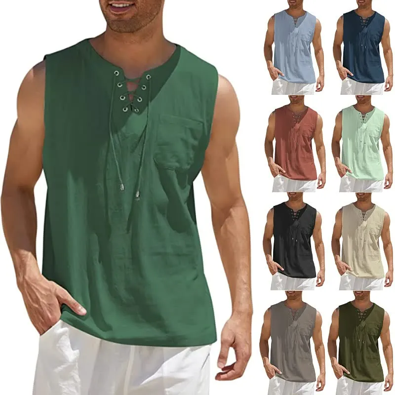 Men's Vests Shirt Fashion Cotton Short Sleeve T-shirt（Buy 2 Free Shipping）