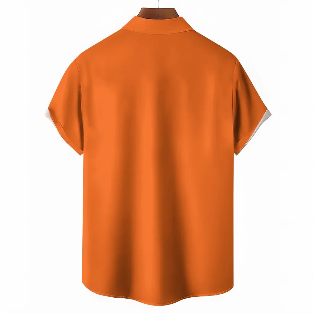 Moisture Wicking Thanksgiving Turkey Breast Pocket Bowling Shirt 2411004233
