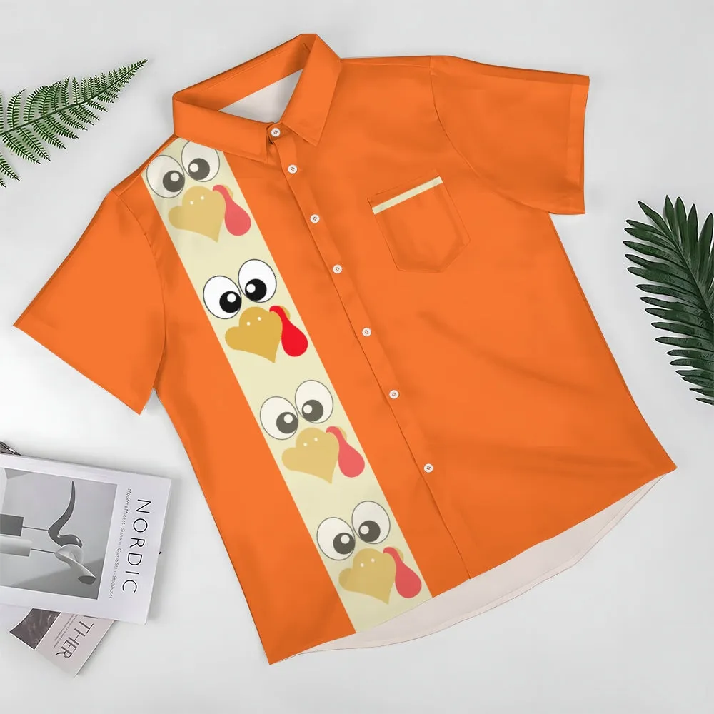 Moisture Wicking Thanksgiving Turkey Breast Pocket Bowling Shirt 2411004233